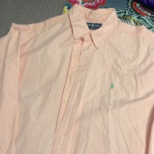 Ralph Lauren Pink Button Down Polo 100% two-ply cotton Vintage- lightly worn